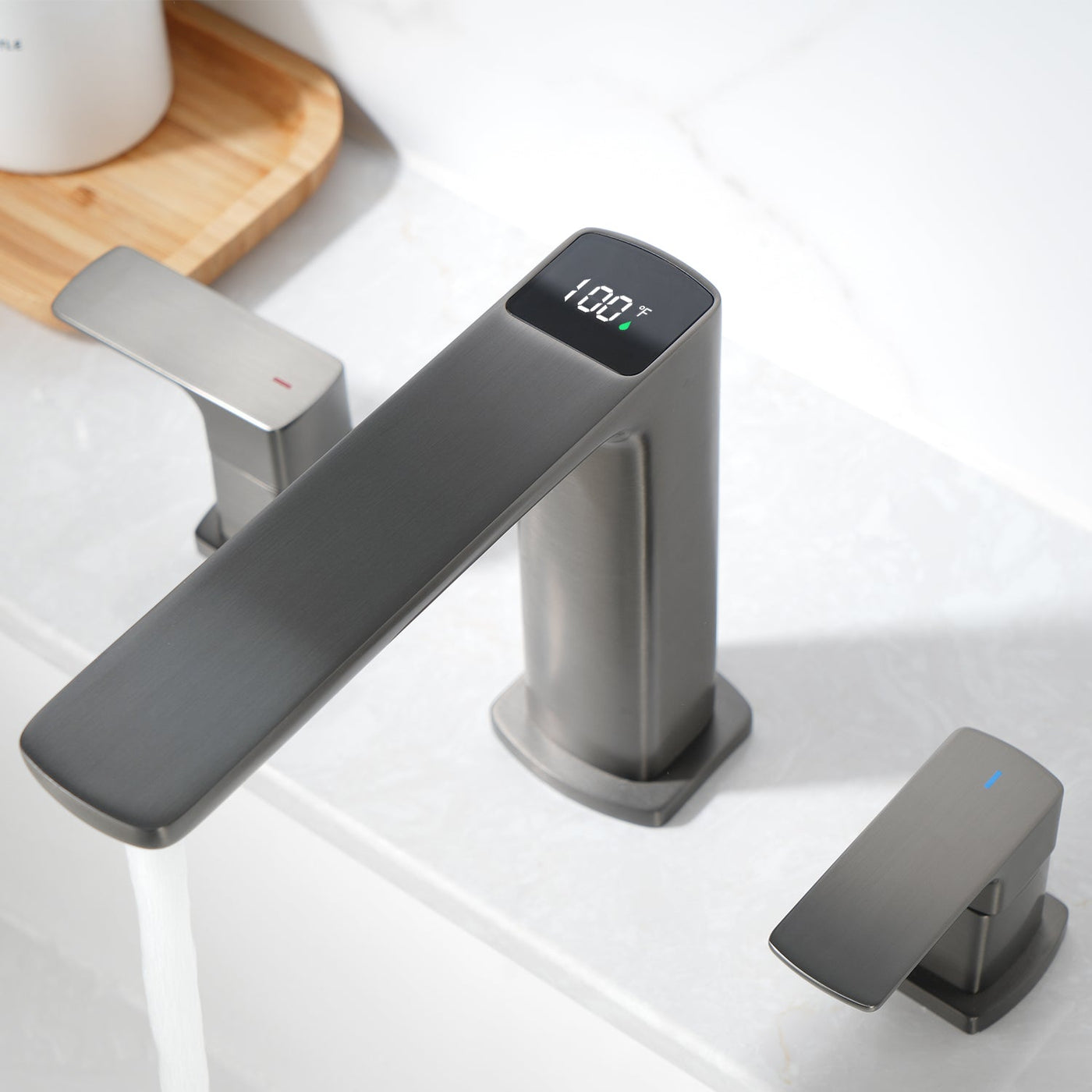 Metora Widespread 2-handle Bathroom Faucet with Temperature Display-BFWS2402