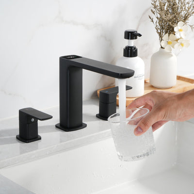 Metora Widespread 2-handle Bathroom Faucet with Temperature Display-BFWS2402