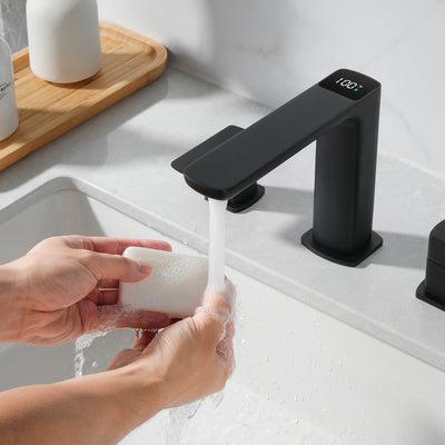 Metora Widespread 2-handle Bathroom Faucet with Temperature Display-BFWS2402