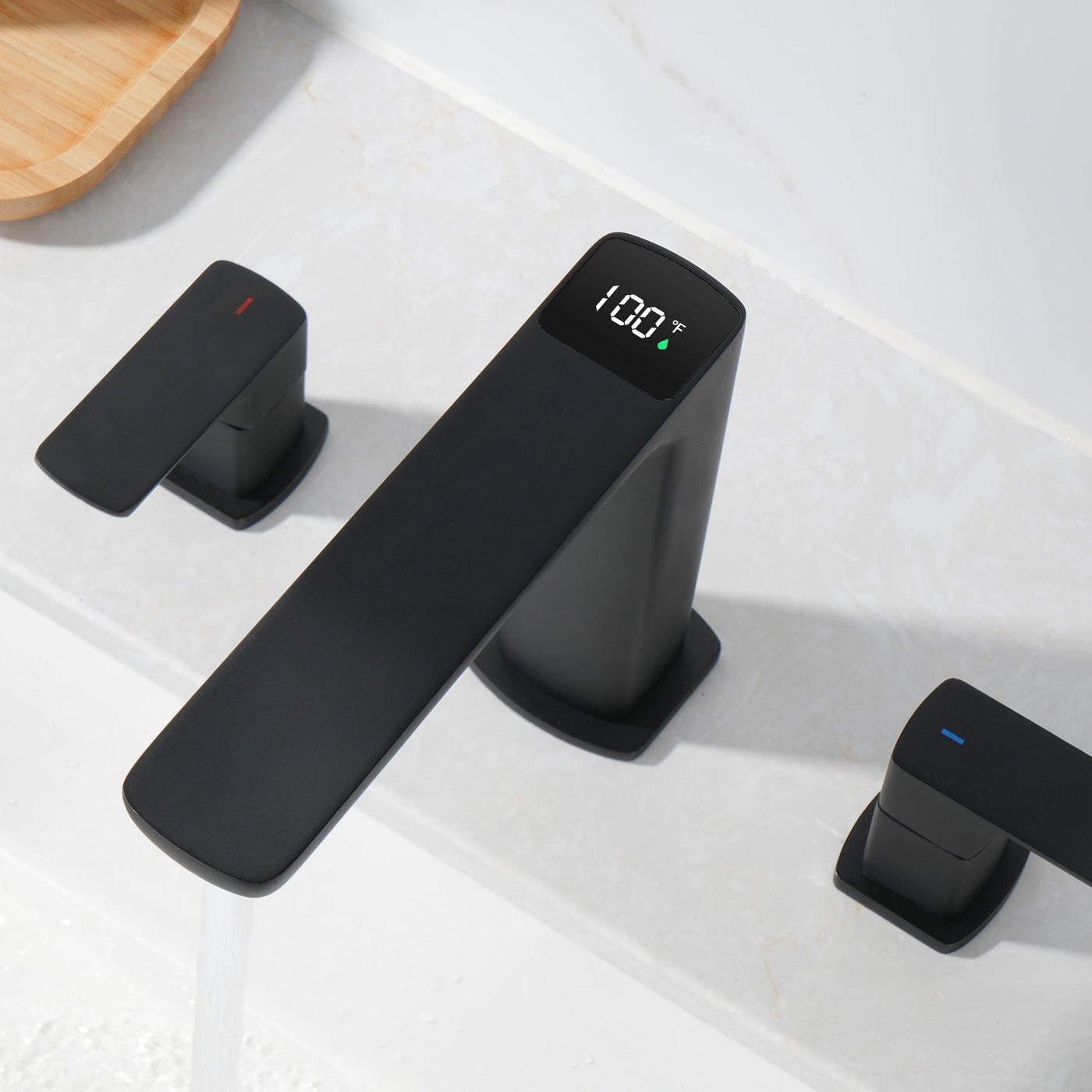 Metora Widespread 2-handle Bathroom Faucet with Temperature Display-BFWS2402