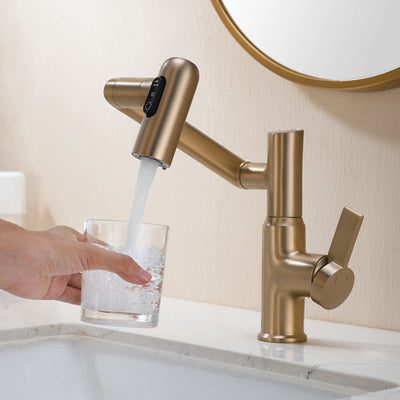 Recertified-Metora Single-Hole Rotatable Faucet with Temperature Display-BF2204-US