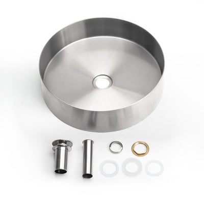 Metora Stainless Steel Round Countertop Bathroom Vessel Sink with Pop-Up Drain Stopper-BVS2401