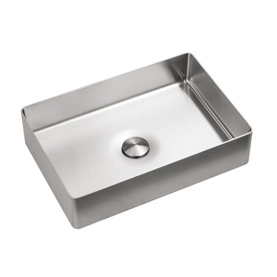 Metora Stainless Steel Rectangular Above Counter Bathroom Vessel Sink with Pop-Up Drain Stopper-BVS2402