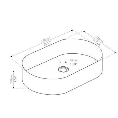 Metora Modern Stainless Steel Oval Above Counter Bathroom Vessel Sink-BVS2403 with Single-Hole Rotatable Faucet-BF2204