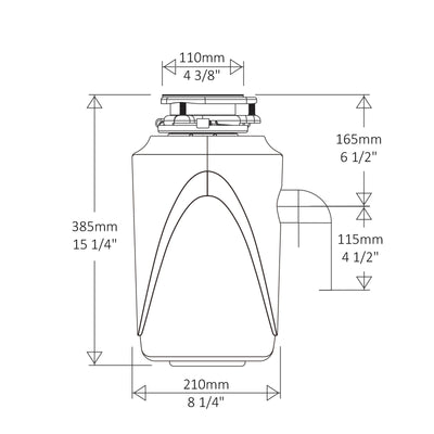 Metora 1 HP Continuous Feed Garbage Disposal with Power Cord-LGD-1010