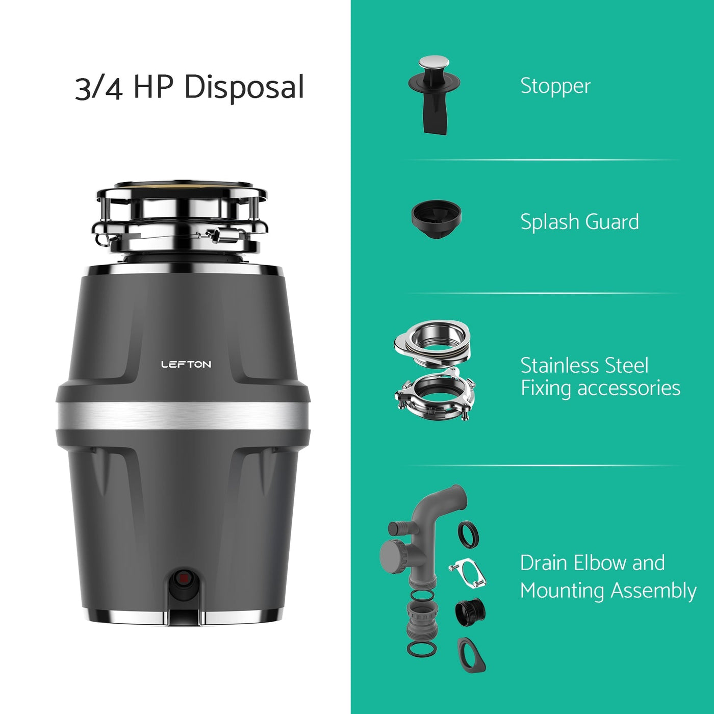 Metora 33"x22" Waterfall Stainless Steel Single Bowl Workstation Kitchen Sink with Digital Temperature Display-KS2206L-PRO with 3/4 HP Garbage Disposal-LGD-714