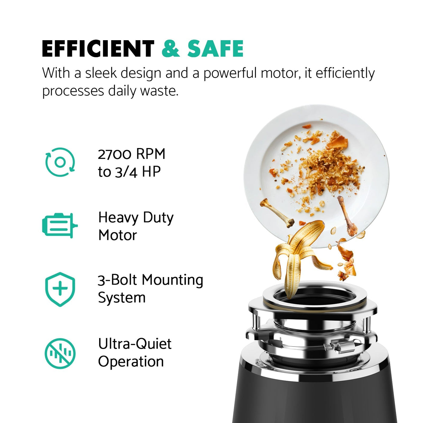 Recertified-Metora 3/4 HP Continuous Feed Food Waste Garbage Disposal-LGD-714-US