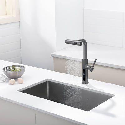 Metora Waterfall & Pull-Out Kitchen Faucet with Temperature Display-KF2209