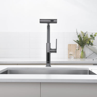 Metora Waterfall & Pull-Out Kitchen Faucet with Temperature Display-KF2209