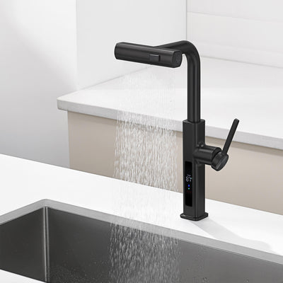 Metora Waterfall & Pull-Out Kitchen Faucet with Temperature Display-KF2209