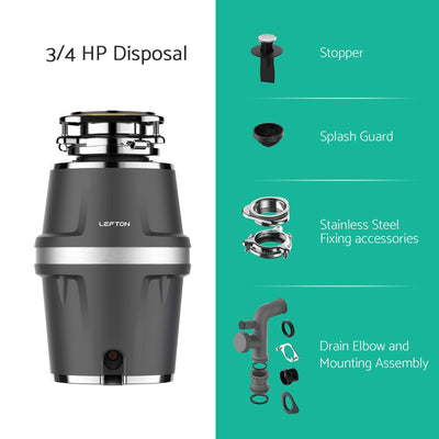 Metora Two Waterfall Faucets Kitchen Sink with Digital Temperature Display-KS2206 with 3/4 HP Garbage Disposal LGD-714