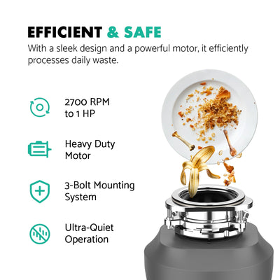 Metora 33x22 Inch Stainless Steel Kitchen Sink with Digital Temperature Display-KS2207L with 3/4 HP Garbage Disposal LGD-714