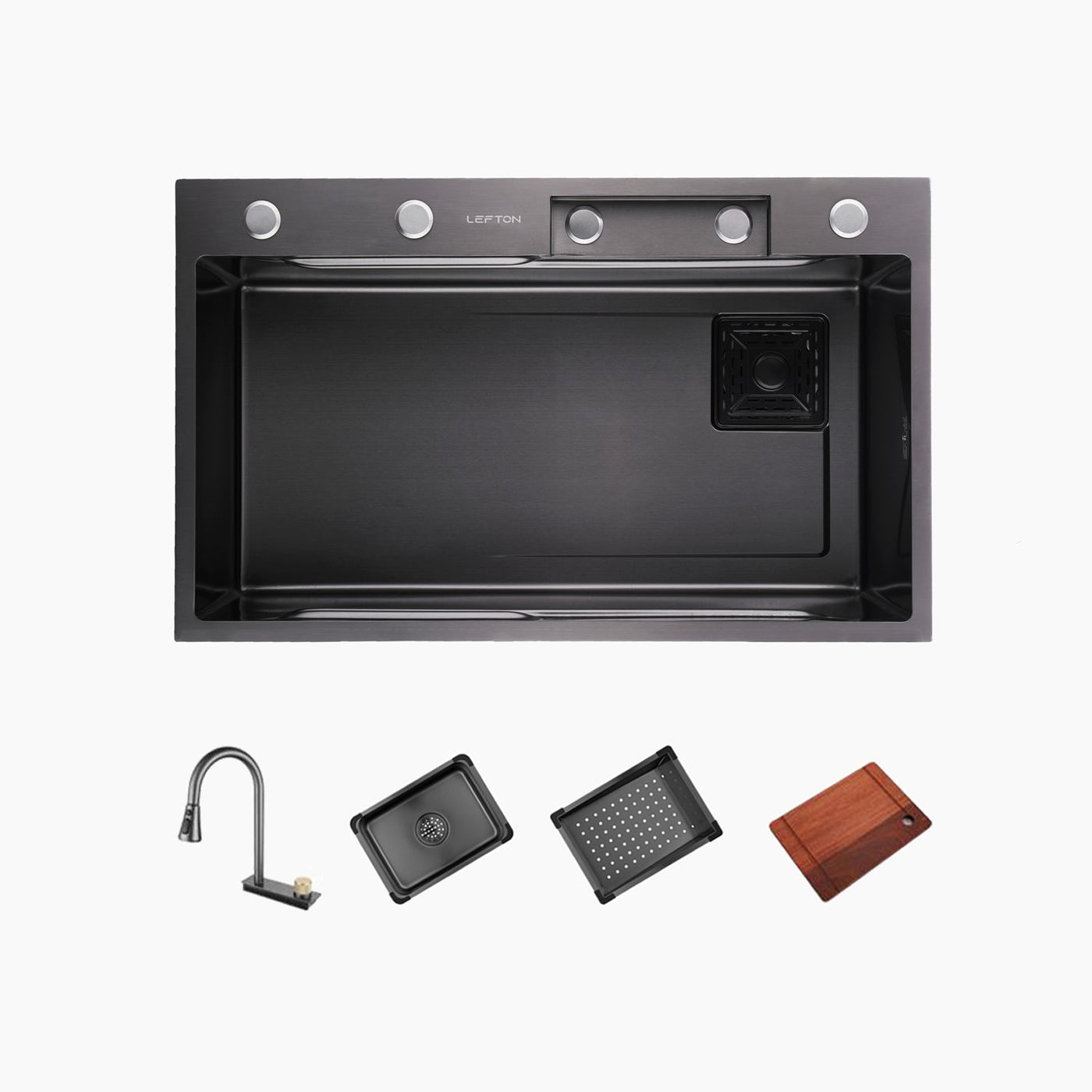 Metora Single Bowl Workstation Kitchen Sink Set with Waterfall Faucet-KS2203