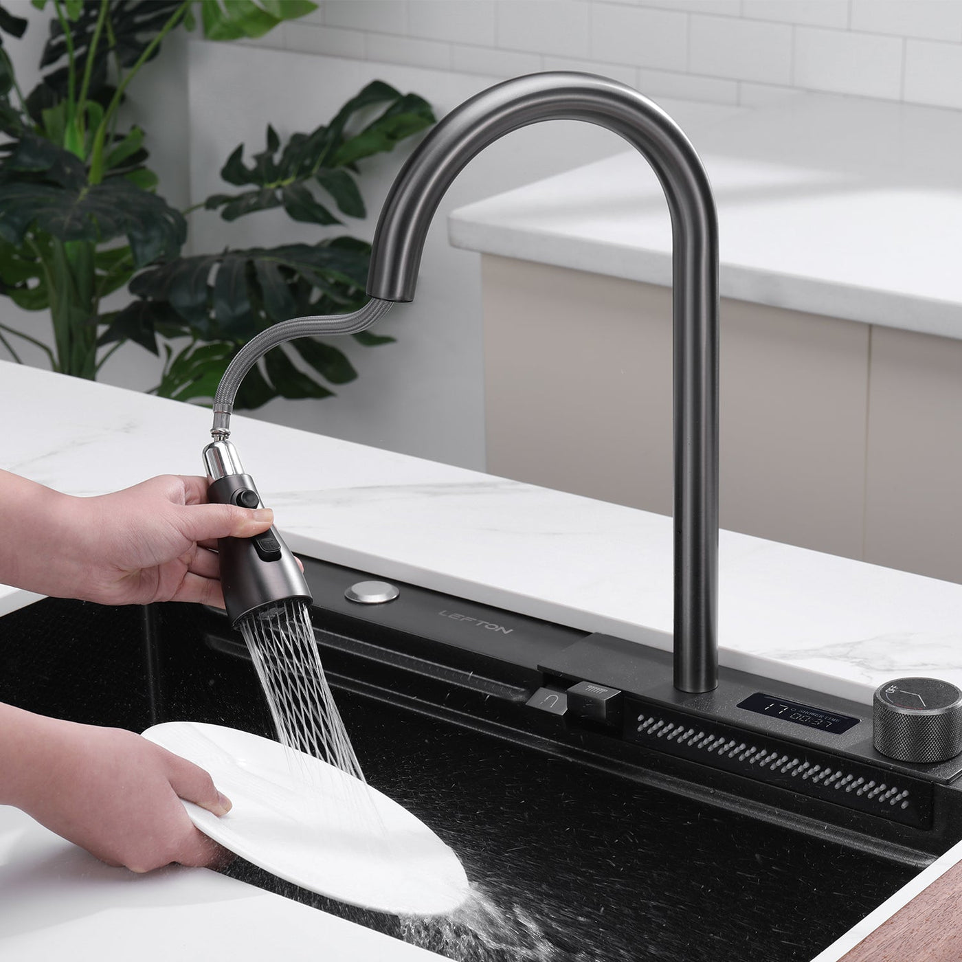 Metora Waterfall Workstation Kitchen Sink Set With Digital Temperature Display-KS2204