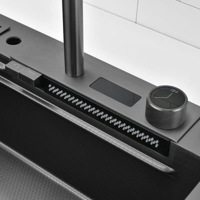 Metora Waterfall Workstation Kitchen Sink Set With Digital Temperature Display & Knife Holder-KS2204