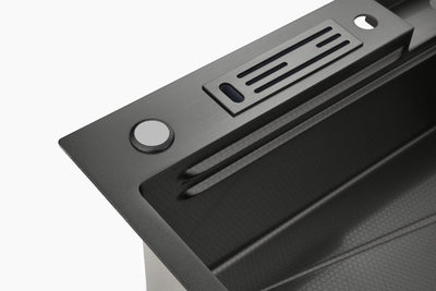 Metora Waterfall Workstation Kitchen Sink Set With Digital Temperature Display & Knife Holder-KS2204