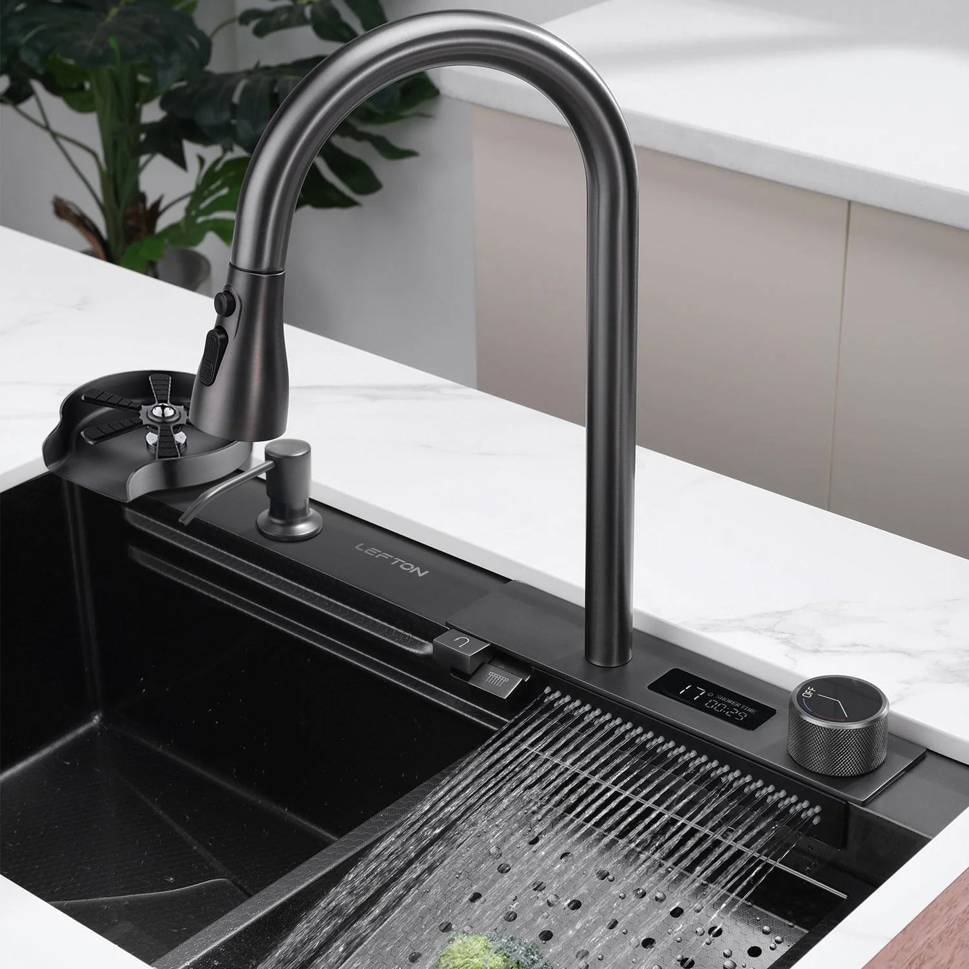 Metora Waterfall Workstation Kitchen Sink Set With Digital Temperature Display-KS2204