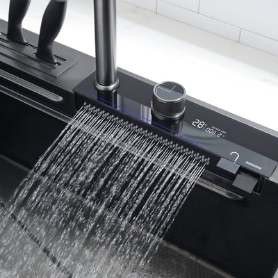 Metora Waterfall Workstation Kitchen Sink Set Digital Temperature Display & LED Lighting-KS2205