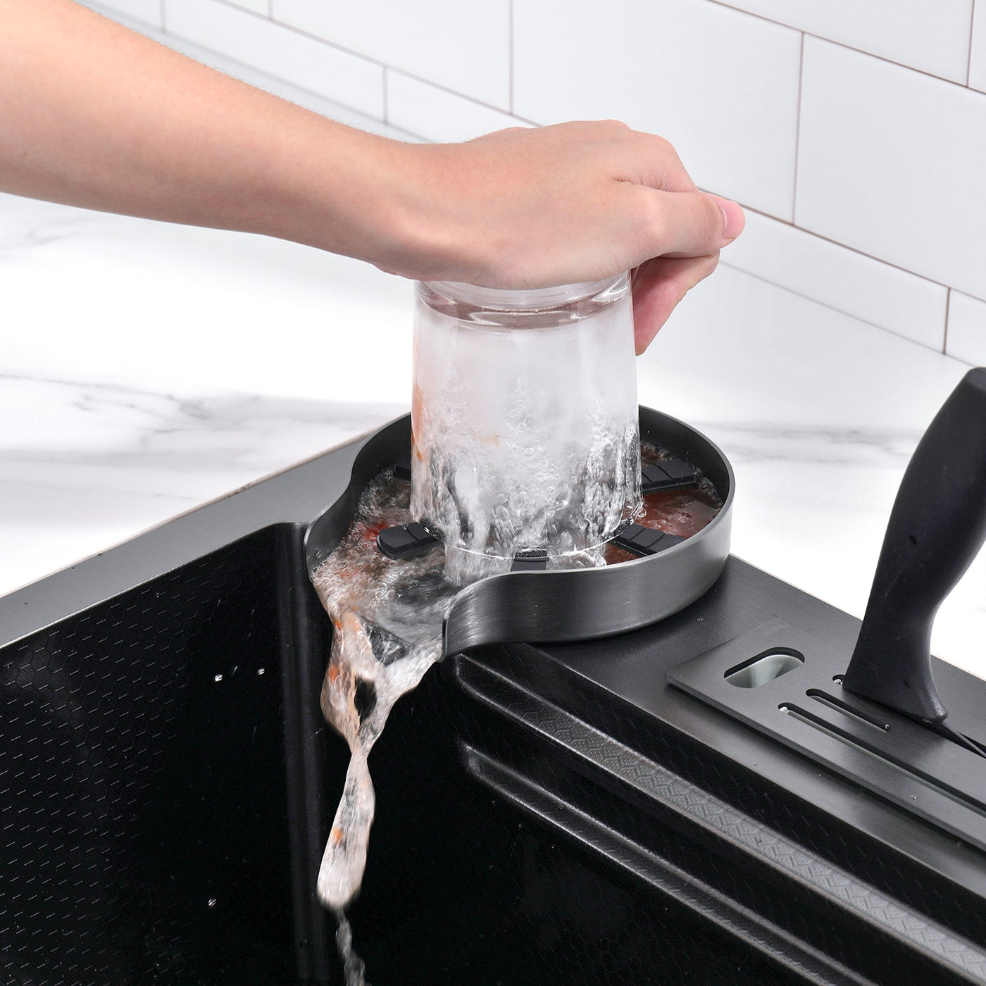 Metora 33x22 Inch Waterfall Workstation Kitchen Sink Set-KS2205L with 3/4 HP Garbage Disposals LGD-714