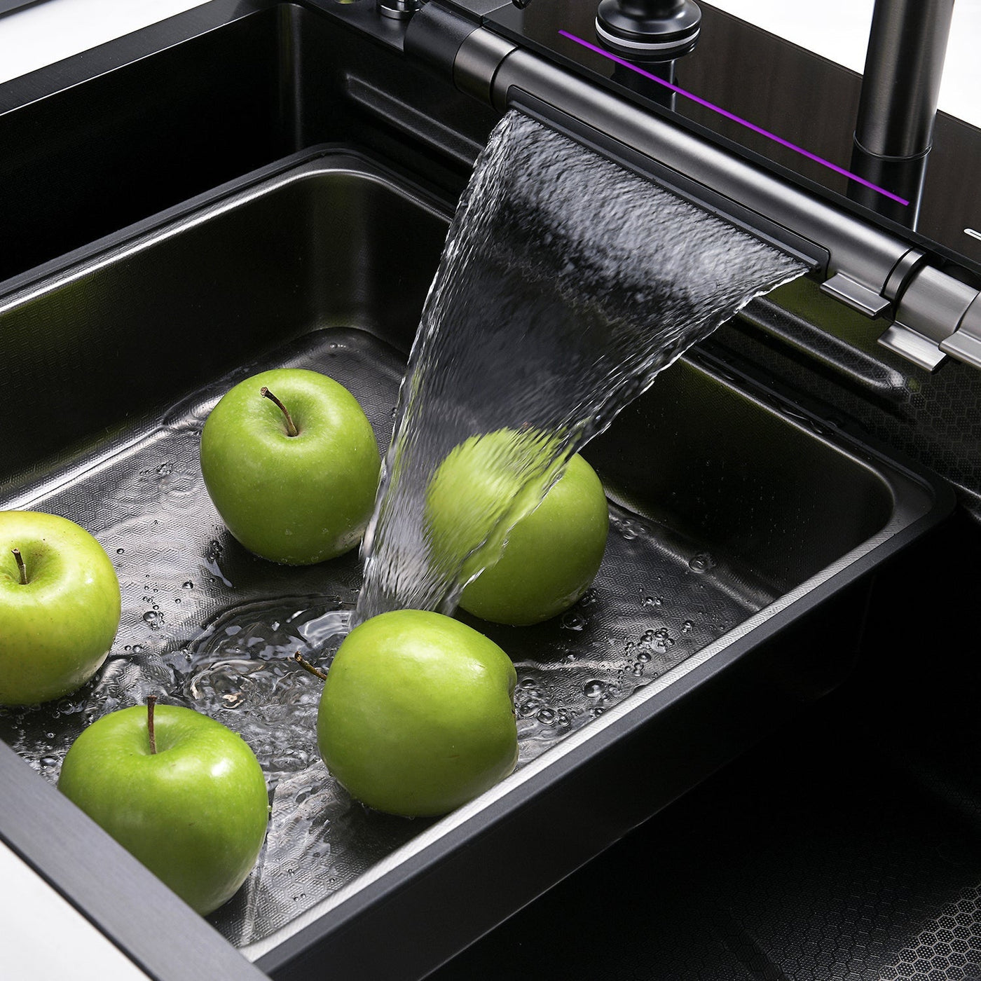 Metora Waterfall Faucet Kitchen Sink- KS2207 with 3/4 HP Garbage Disposal LGD-714