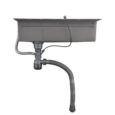 Metora 33x22 Inch Waterfall Faucet Kitchen Sink with Digital Temperature Display & LED Lighting-KS2207L