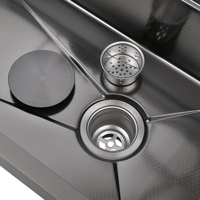 Metora Two Outlets Waterfall Faucet Kitchen Sink with Digital Temperature Display & LED Lighting-KS2208