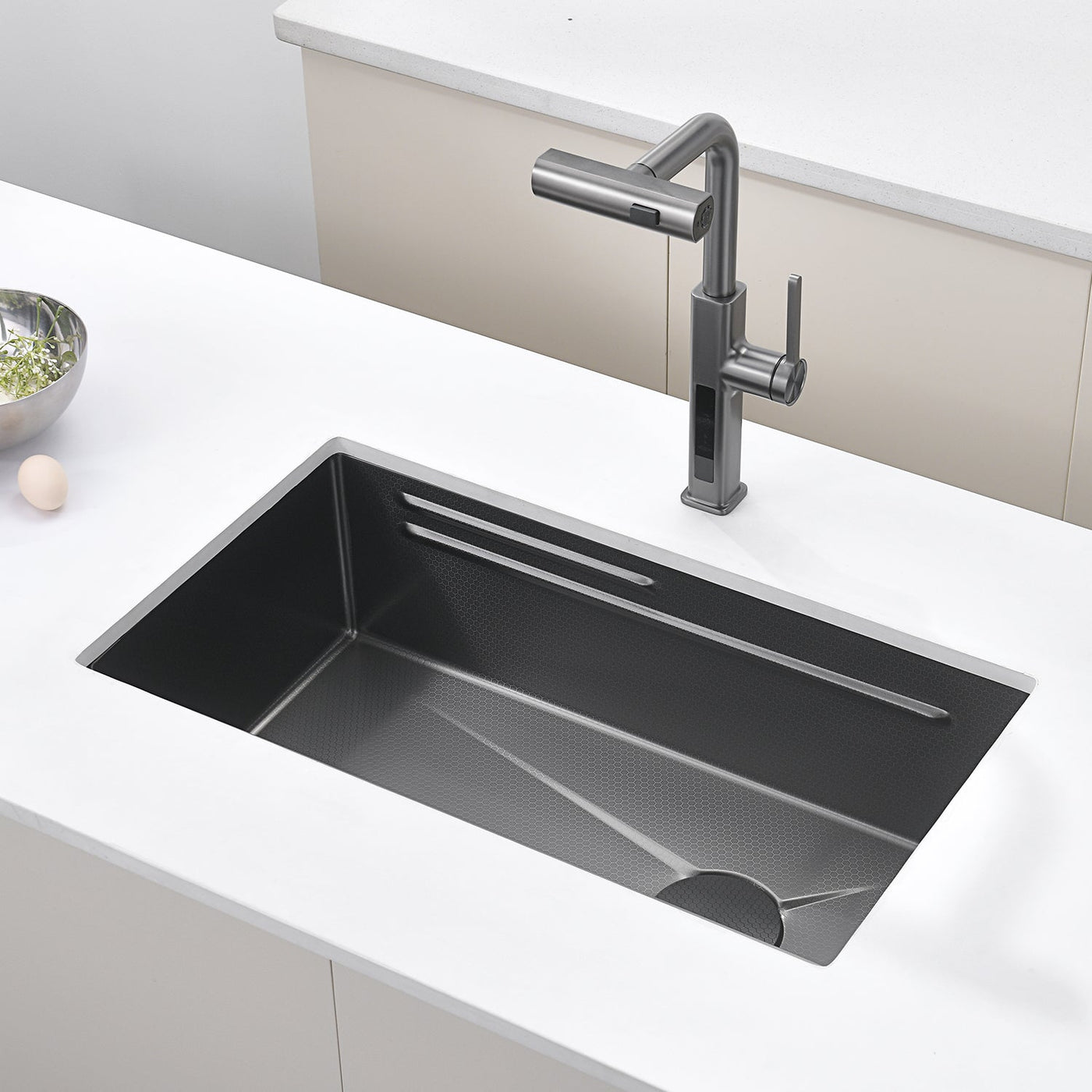 Metora Single Bowl Honeycomb Embossed Anti-scratch Kitchen Sink-KS2201