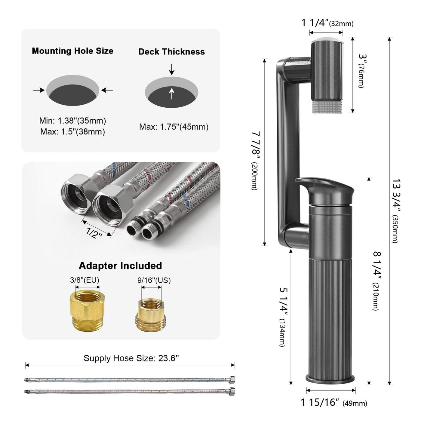 Metora 1080° Rotatable Single-Hole Bathroom Faucet With Temperature Display-BF2208-PRO