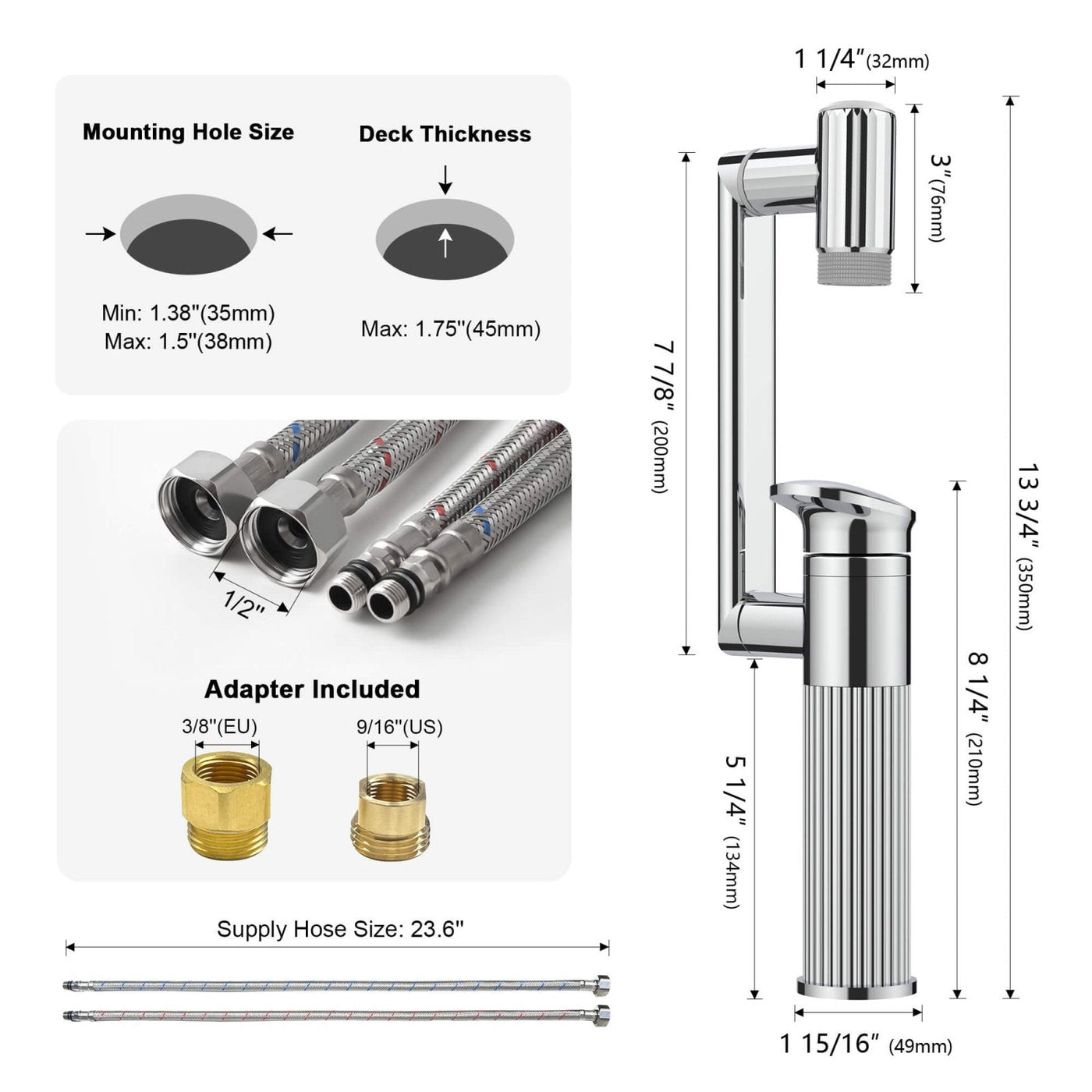 Metora 1080° Rotatable Single-Hole Bathroom Faucet With Temperature Display-BF2208-PRO