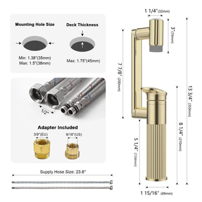 Metora 1080° Rotatable Single-Hole Bathroom Faucet With Temperature Display-BF2208-PRO