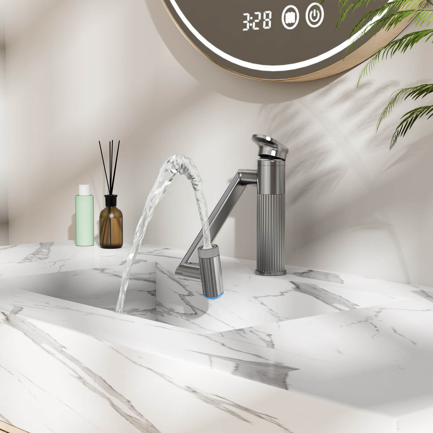 Metora 1080° Rotatable Single-Hole Bathroom Faucet With Temperature Display-BF2208-PRO