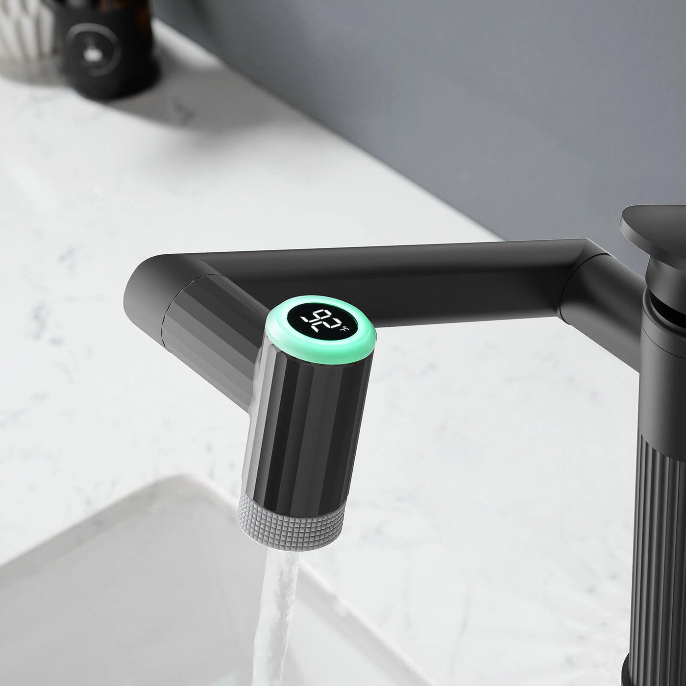 Metora 1080° Rotatable Single-Hole Bathroom Faucet With Temperature Display-BF2208-PRO