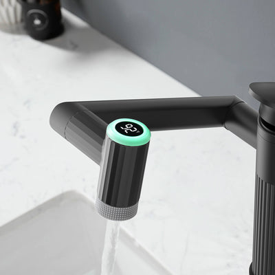 Metora 1080° Rotatable Single-Hole Bathroom Faucet With Temperature Display-BF2208-PRO