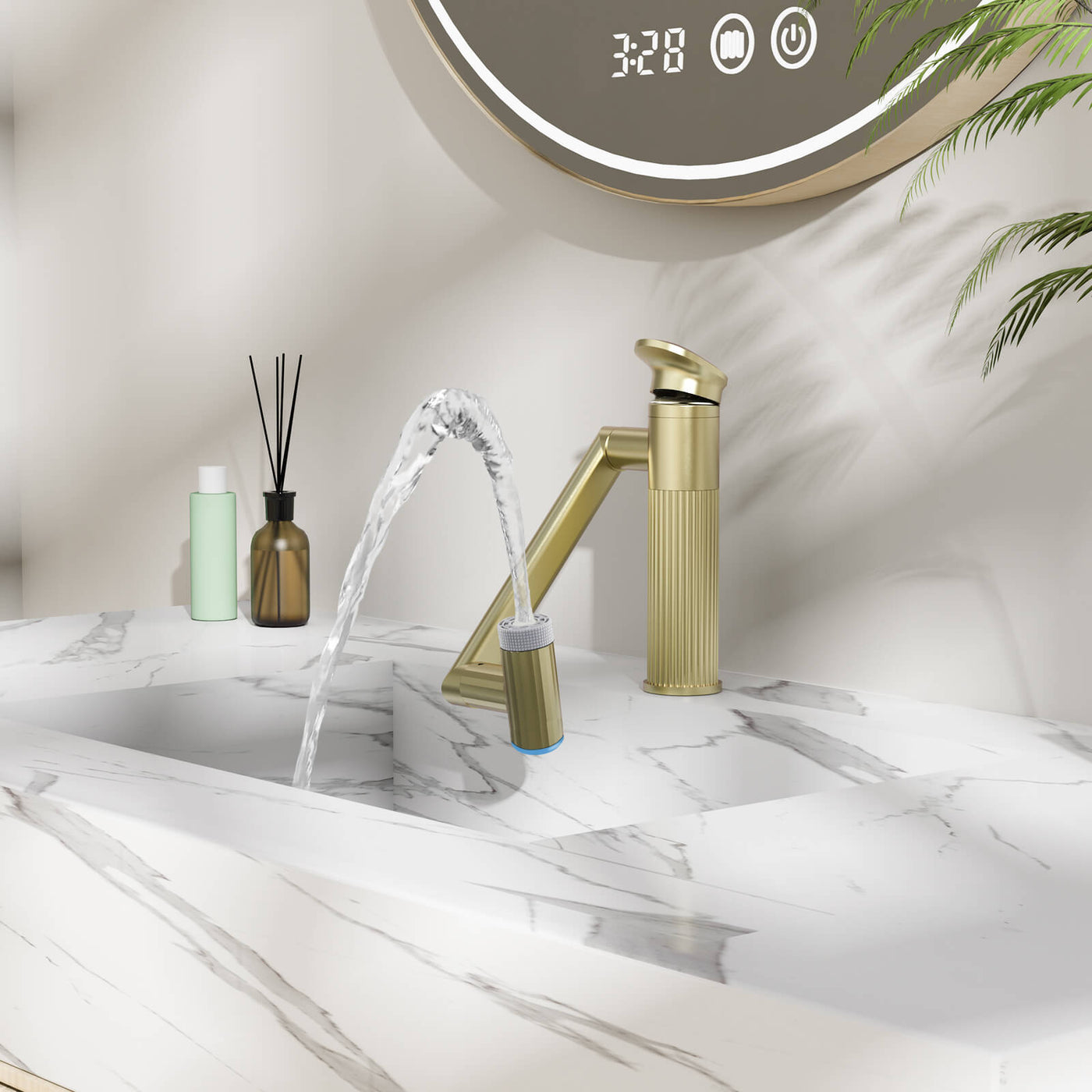 Metora 1080° Rotatable Single-Hole Bathroom Faucet With Temperature Display-BF2208-PRO