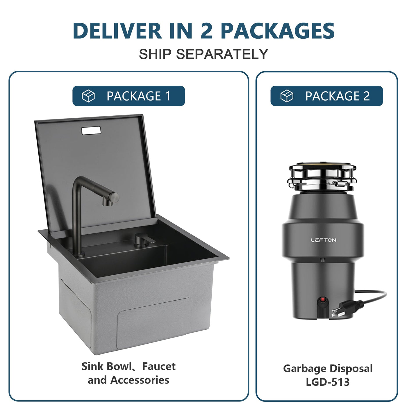 Metora 17"x17" Stainless Steel Concealed RV & Kitchen Bar Workstation Sink with-BS2502 with 1/2 HP Garbage Disposal