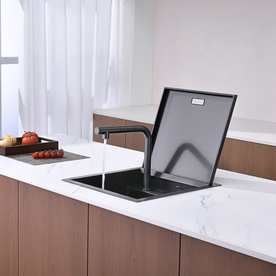 Metora 17"x17" Stainless Steel Concealed RV & Kitchen Bar Workstation Sink with-BS2502 with 1/2 HP Garbage Disposal