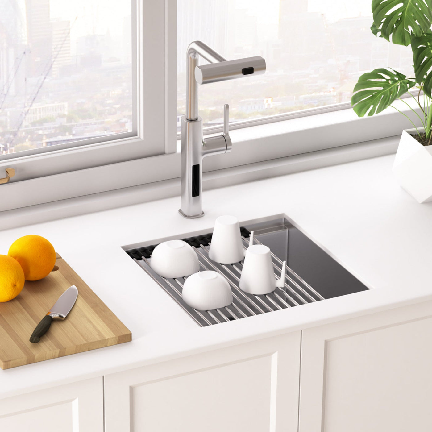 Metora 17"x17" Undermount Stainless Steel Workstation RV & Kitchen Bar Sink with Accessories-BS2501