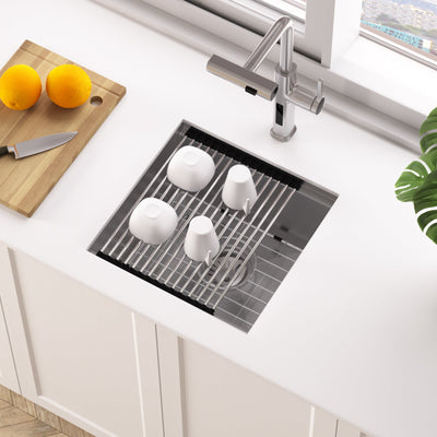 Metora 17"x17" Undermount Stainless Steel Workstation RV & Kitchen Bar Sink-BS2501 with 1/2 HP Garbage Disposal-LGD-513