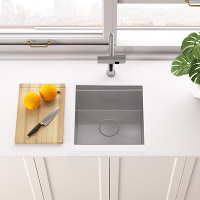 Metora 17"x17" Undermount Stainless Steel Workstation RV & Kitchen Bar Sink-BS2501 with 1/2 HP Garbage Disposal-LGD-513