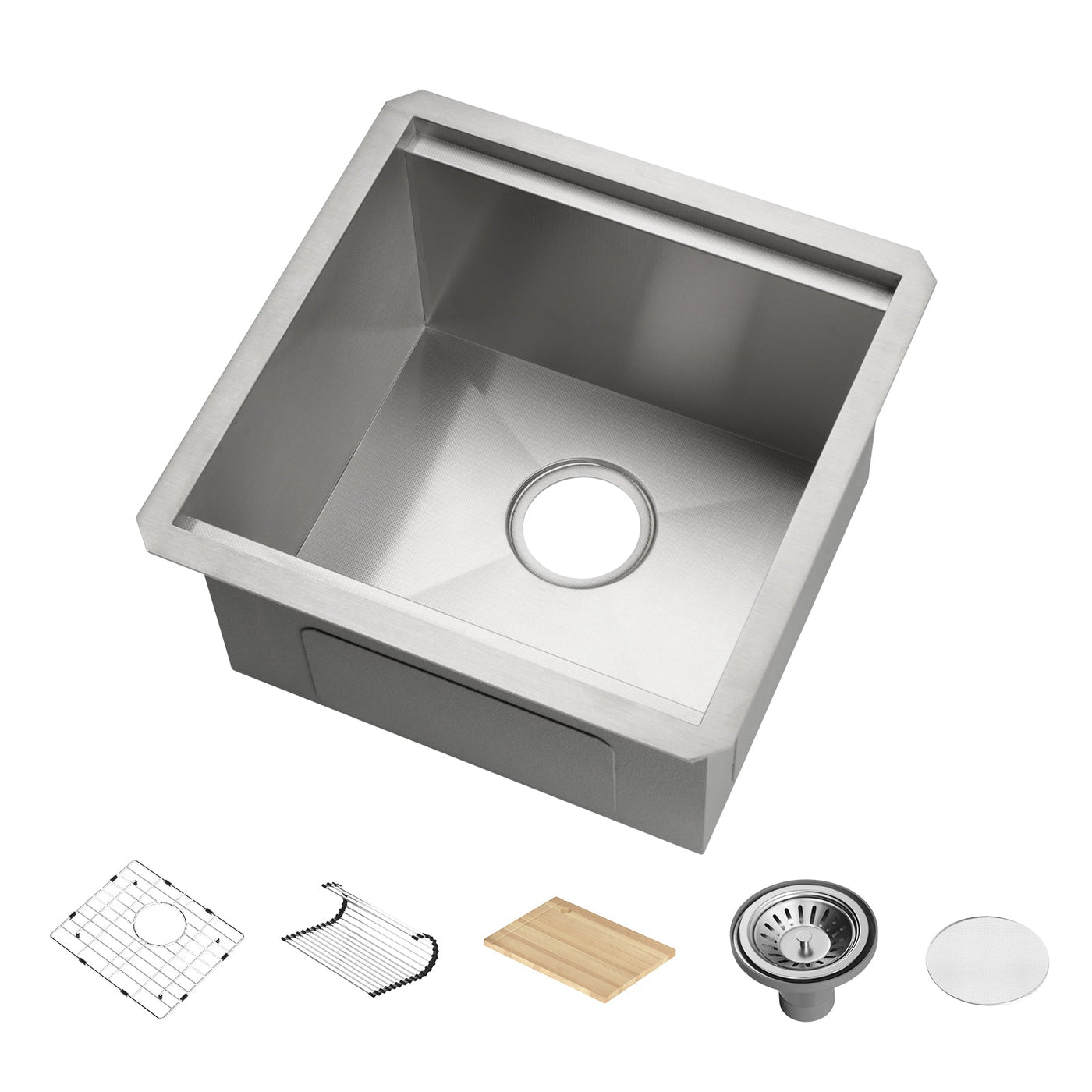 Metora 17"x17" Undermount Stainless Steel Workstation RV & Kitchen Bar Sink with Accessories-BS2501