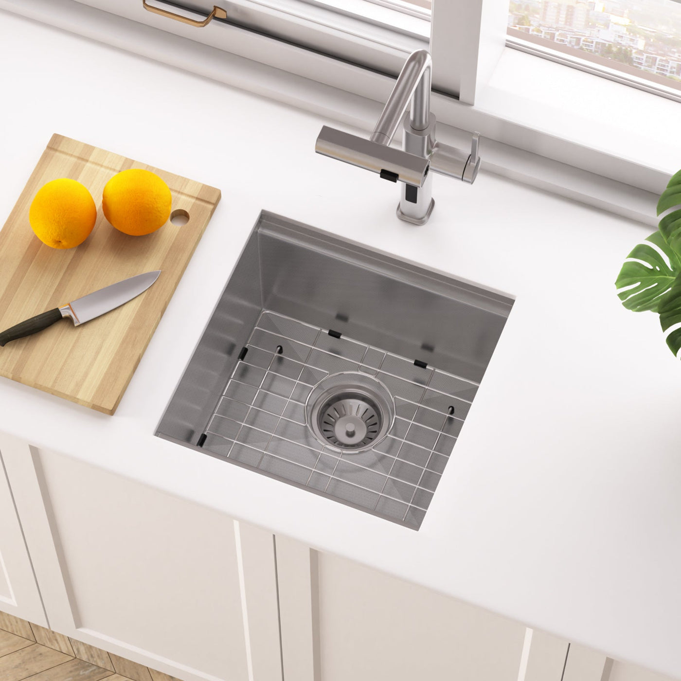 Metora 17"x17" Undermount Stainless Steel Workstation RV & Kitchen Bar Sink-BS2501 with 1/2 HP Garbage Disposal-LGD-513