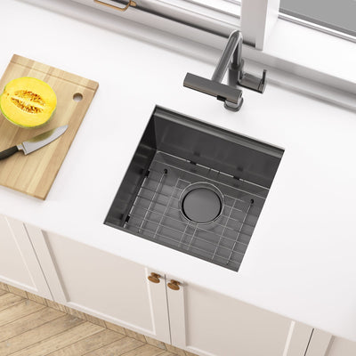 Metora 17"x17" Undermount Stainless Steel Workstation RV & Kitchen Bar Sink-BS2501 with 1/2 HP Garbage Disposal-LGD-513