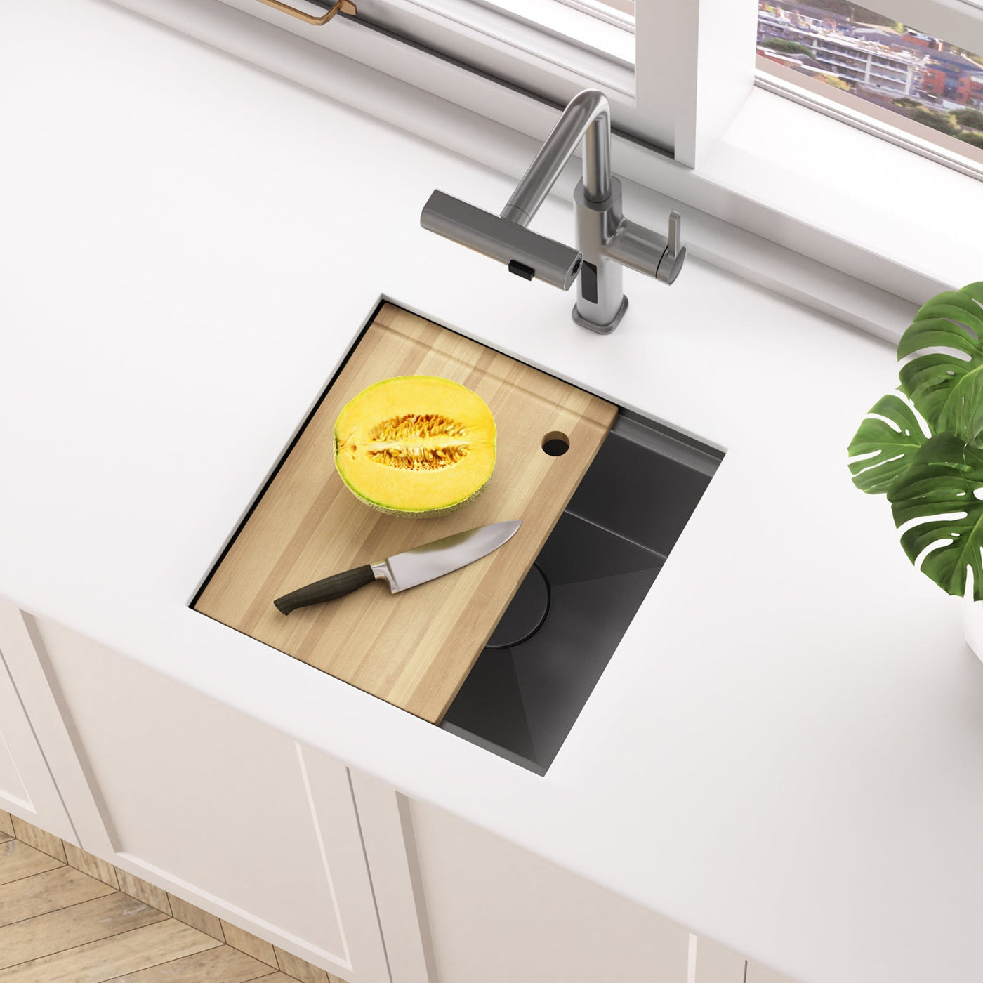 Metora 17"x17" Undermount Stainless Steel Workstation RV & Kitchen Bar Sink with Accessories-BS2501