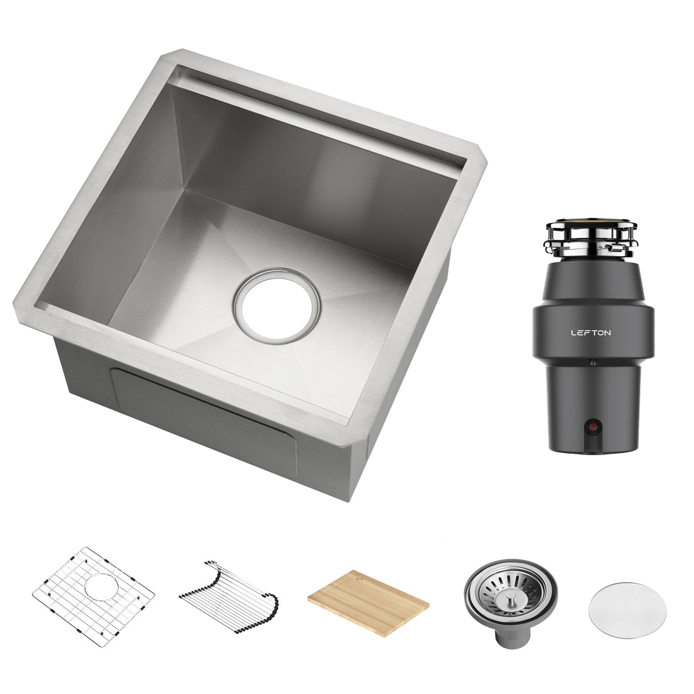 Metora 17"x17" Undermount Stainless Steel Workstation RV & Kitchen Bar Sink-BS2501 with 1/2 HP Garbage Disposal-LGD-513