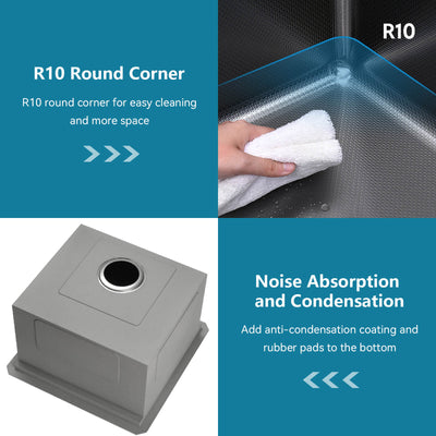 Metora 17"x17" Undermount Stainless Steel Workstation RV & Kitchen Bar Sink with Accessories-BS2501