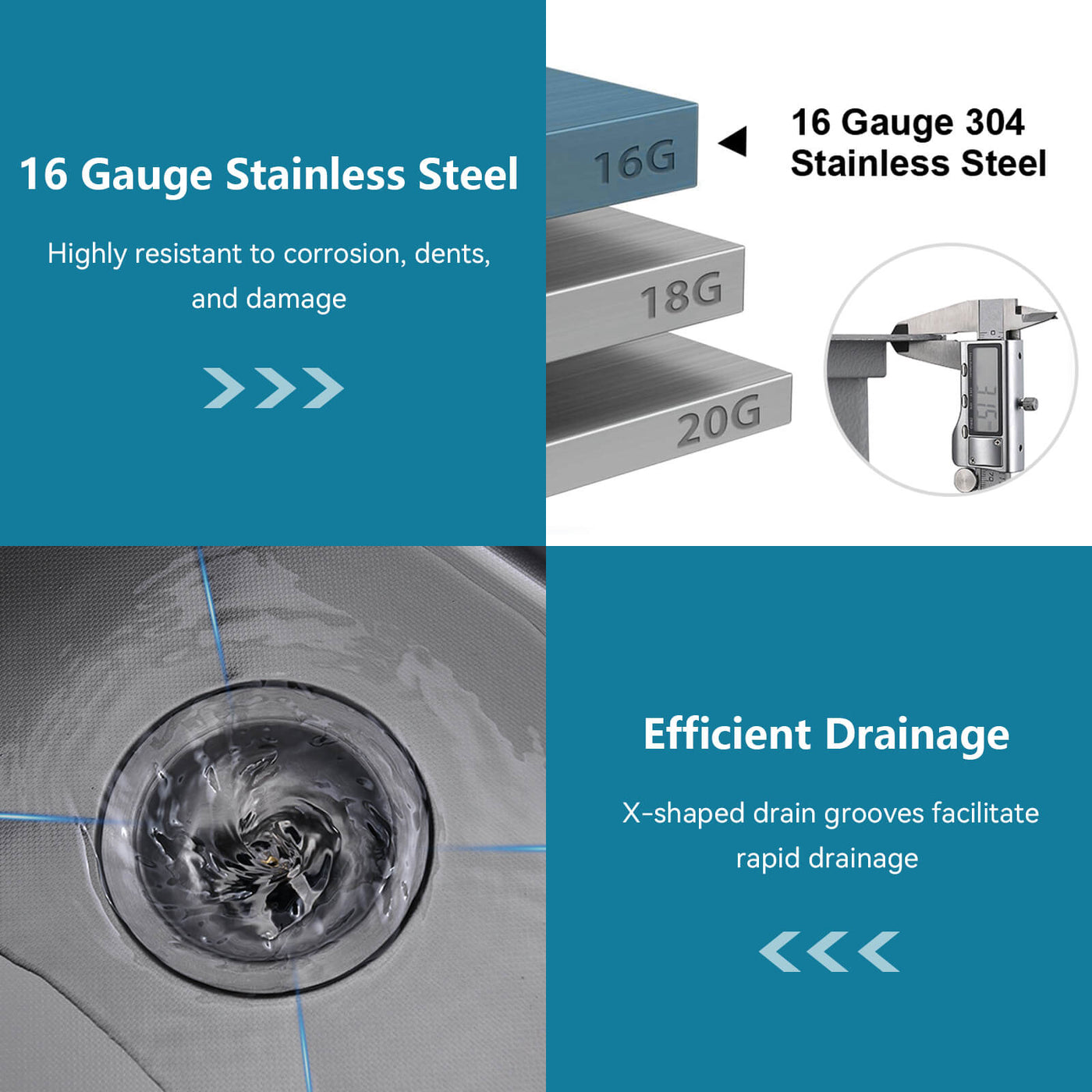 Metora 17"x17" Undermount Stainless Steel Workstation RV & Kitchen Bar Sink with Accessories-BS2501