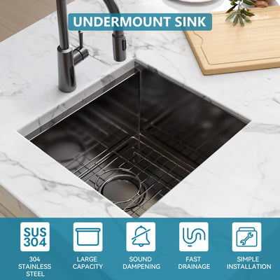 Metora 17"x17" Undermount Stainless Steel Workstation RV & Kitchen Bar Sink with Accessories-BS2501