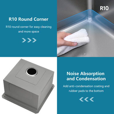 Metora 17"x17" Undermount Stainless Steel Workstation RV & Kitchen Bar Sink with Accessories-BS2501