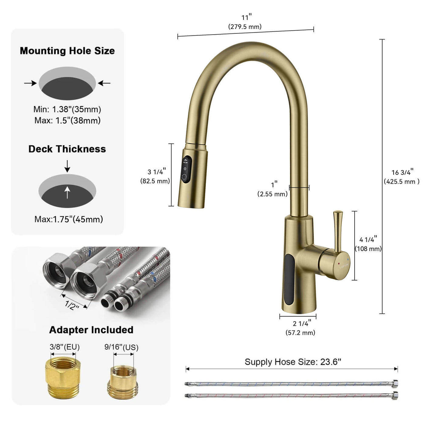 Metora Modern Pull-Down Kitchen Faucet with Temperature Display-KF2501