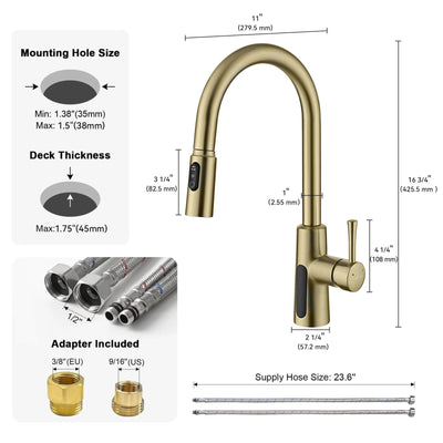 Metora Modern Pull-Down Kitchen Faucet with Temperature Display-KF2501